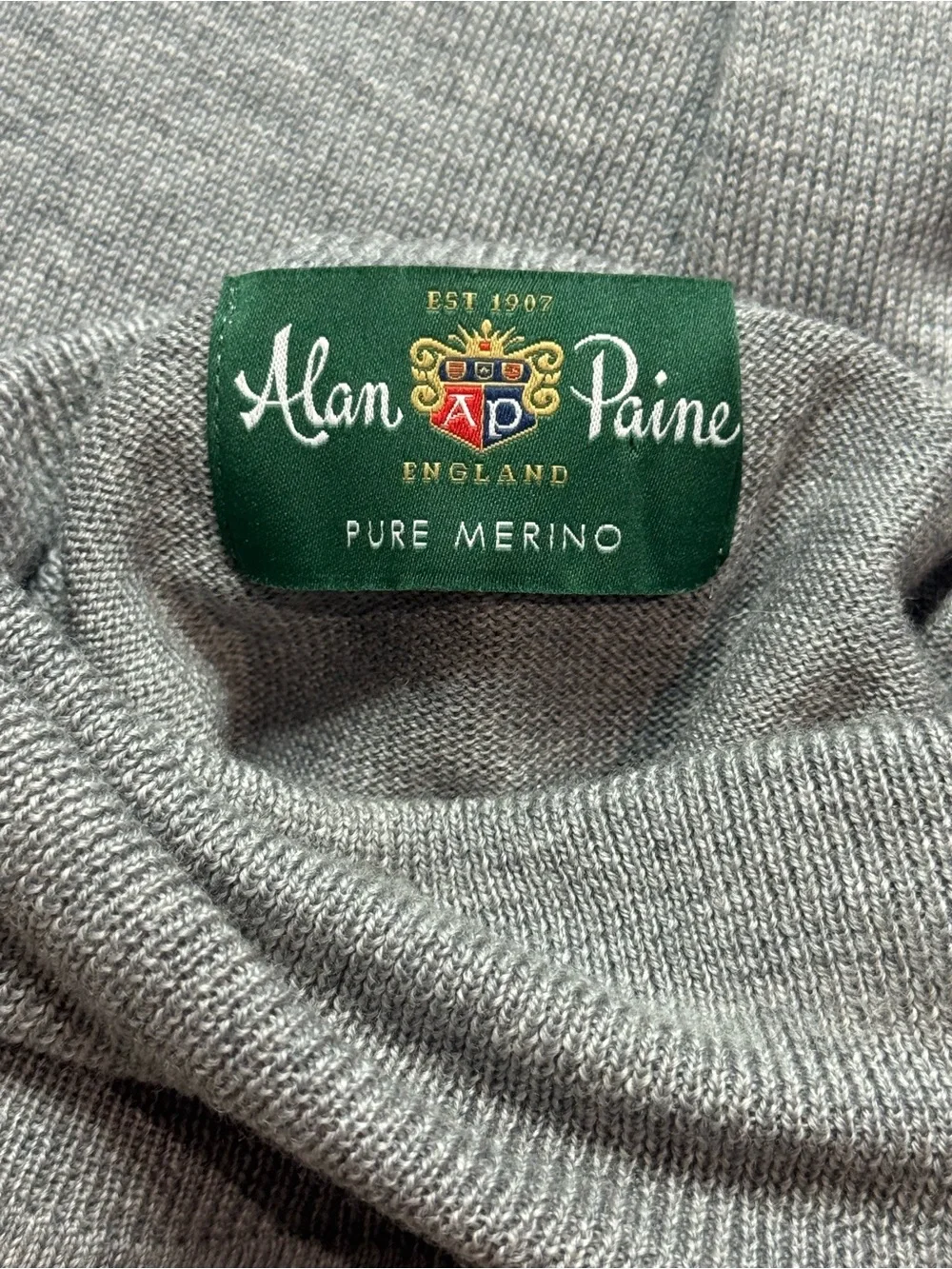 Alan Paige Linton Merino Wool Roll Neck Jumper size UK 46 (US XL)